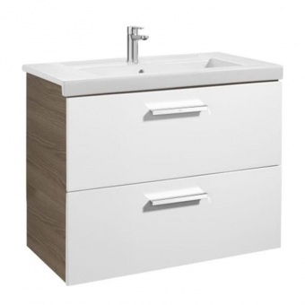 Spintelė praustuvui Roca PRISMA 800x460x694 mm, 2 stalčiai, spalva - balta/uosis 